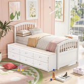 Bellemave® Twin Size Solid Wood Platform Bed with 6 Drawers - Bellemave